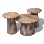 Orbit Solid Wood Coffee Table Set of 3 - Tubaq Brown - Image 7