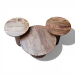 Orbit Solid Wood Coffee Table Set of 3 - Tubaq Brown - Image 3