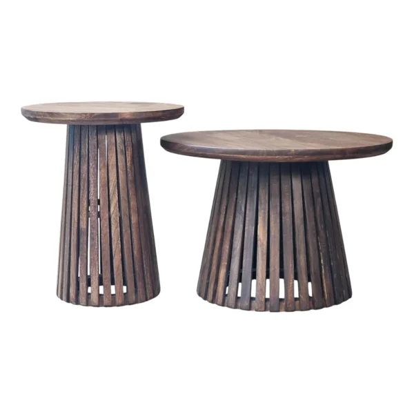 wz9b6exe0cgzwxbg5ima Orbit Solid Wood Coffee Table Set of 2 - Tubaq Brown - Image 1