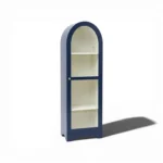 Arched Display Cabinet | Glass Door Cabinet - Royal Blue & Off-White - Image 5