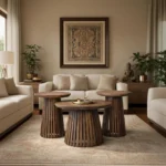 Orbit Solid Wood Coffee Table Set of 3 - Tubaq Brown - Image 2