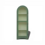 Arched Display Cabinet | Solid Wood Book & Display Cabinet with Storage - Olive Green & Off-White