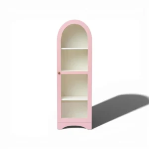 Arched Display Cabinet | Glass Door Cabinet - Rosset Pink & Off-White