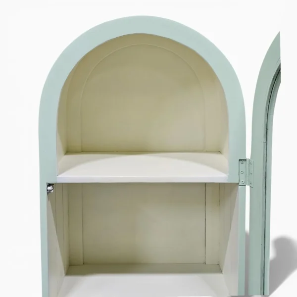 Arched Crockery Cabinet | Solid Wood Bar Cabinet - Sage Green - Image 6