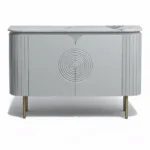 Mandala Sideboard Cabinet | Sintered Stone Top Sideboard for Living Room | Finish- Premium Acrylic Silver Grey