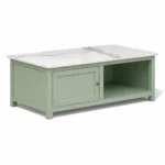 Madrid Center Table| Premium Sintered Stone Coffee Table for Living Room | Wooden Centre Table | Finish- Premium Acrylic Sage Green - Image 2