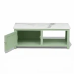 Madrid Center Table| Premium Sintered Stone Coffee Table for Living Room | Wooden Centre Table | Finish- Premium Acrylic Sage Green - Image 3