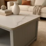 Madrid Centre Table | Premium Sintered Stone Center Table for Living Room | Wooden Coffee Table | Finish- Premium Acrylic Silver Grey - Image 4