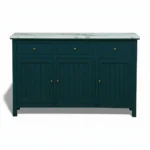 Madrid 3 Door Sideboard Cabinet | Sintered Stone Top Sideboard for Living Room | Finish- Acrylic Emerald Green