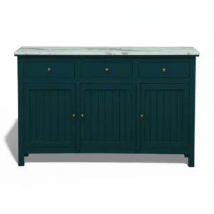 Madrid 3 Door Sideboard Cabinet | Sintered Stone Top Sideboard for Living Room | Finish- Acrylic Emerald Green