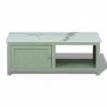 Madrid Center Table| Premium Sintered Stone Coffee Table for Living Room | Wooden Centre Table | Finish- Premium Acrylic Sage Green