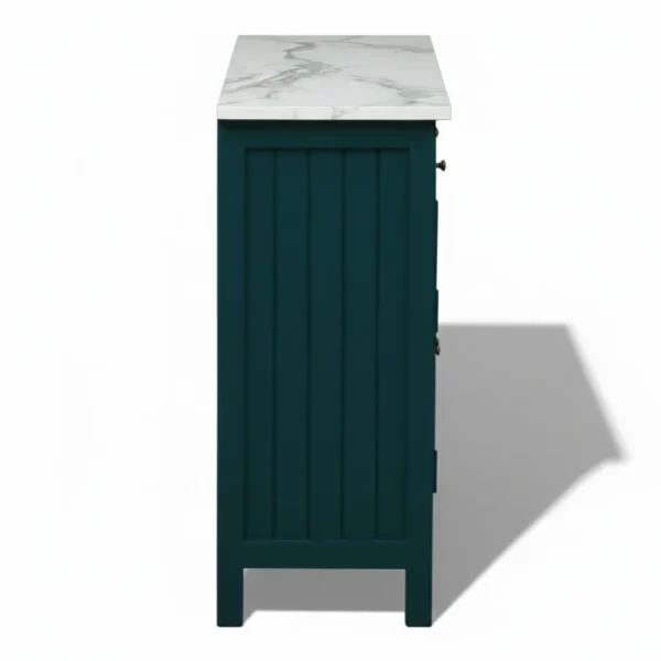Madrid 3 Door Sideboard Cabinet | Sintered Stone Top Sideboard for Living Room | Finish- Acrylic Emerald Green - Image 5