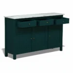 Madrid 3 Door Sideboard Cabinet | Sintered Stone Top Sideboard for Living Room | Finish- Acrylic Emerald Green - Image 7