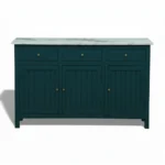 Madrid 3 Door Sideboard Cabinet | Sintered Stone Top Sideboard for Living Room | Finish- Acrylic Emerald Green - Image 8