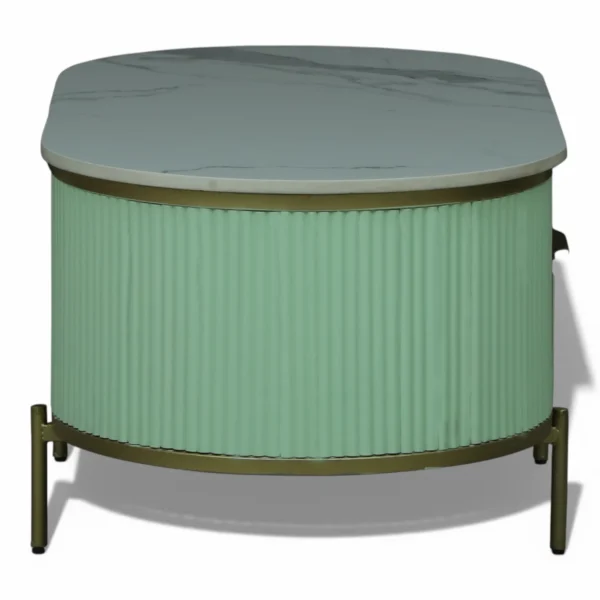 Monaco Coffee Table | Premium Sintered Stone Top Center Table for Living Room | HDMR Centre Table | Finish- Premium Acrylic Sage Green - Image 8