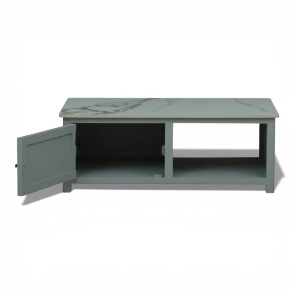 Madrid Centre Table | Premium Sintered Stone Center Table for Living Room | Wooden Coffee Table | Finish- Premium Acrylic Silver Grey - Image 5