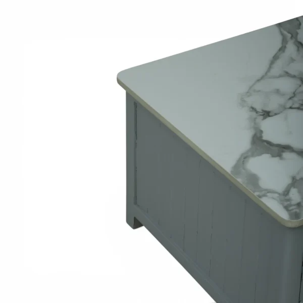 Madrid Centre Table | Premium Sintered Stone Center Table for Living Room | Wooden Coffee Table | Finish- Premium Acrylic Silver Grey - Image 7