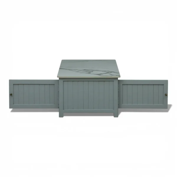 Madrid Centre Table | Premium Sintered Stone Center Table for Living Room | Wooden Coffee Table | Finish- Premium Acrylic Silver Grey - Image 10