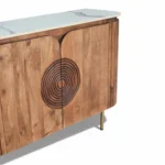 Mandala Sideboard Cabinet | Sintered Stone Top Sideboard for Living Room | Finish- Dark Teak Finish Lacquered - Image 8