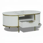 Monaco Coffee Table | Premium Sintered Stone Center Table for Living Room | HDMR Centre Table | Finish- Premium Acrylic White - Image 3