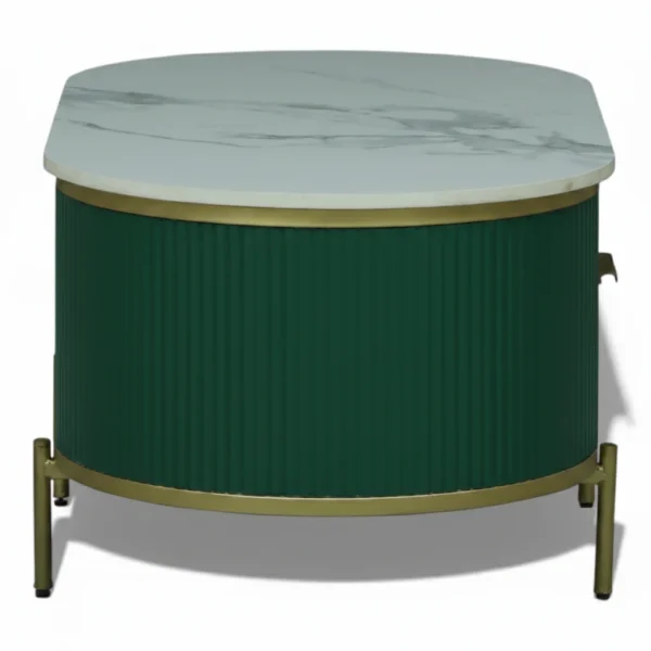 Monaco Center Table | Premium Sintered Stone Top Coffee Table for Living Room | HDMR Centre Table | Finish- Premium Acrylic Emerald Green - Image 5
