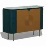 Mandala Sideboard Cabinet | Sintered Stone Top Sideboard for Living Room | Finish- Premium Acrylic Emerald Green and Terracotta Brown - Image 5
