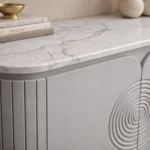 Mandala Sideboard Cabinet | Sintered Stone Top Sideboard for Living Room | Finish- Premium Acrylic Silver Grey - Image 5