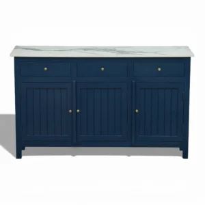 Madrid Sideboard Cabinet | Sintered Stone Top Sideboard for Living Room | Finish- Premium Acrylic Midnight Blue