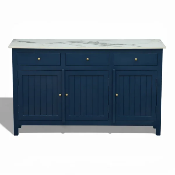 Madrid Sideboard Cabinet | Sintered Stone Top Sideboard for Living Room | Finish- Premium Acrylic Midnight Blue - Image 1