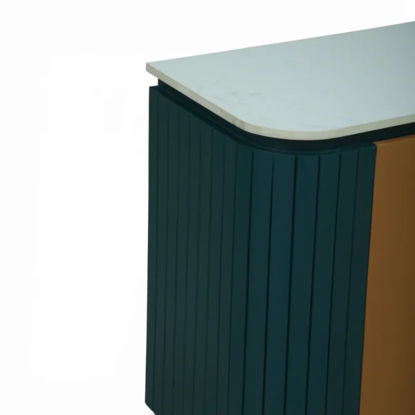 Mandala Sideboard Cabinet | Sintered Stone Top Sideboard for Living Room | Finish- Premium Acrylic Emerald Green and Terracotta Brown - Image 6