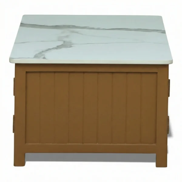 Madrid Center Table| Premium Sintered Stone Coffee Table for Living Room | Wooden Centre Table | Finish- Premium Acrylic Terracotta Brown - Image 3