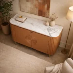 Mandala Sideboard Cabinet | Sintered Stone Top Sideboard for Living Room | Finish- Premium Acrylic Terracotta Brown - Image 3