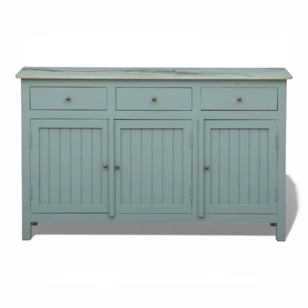 Madrid Sideboard Cabinet | Sintered Stone Top Sideboard for Living Room | Finish- Premium Acrylic Silver Grey - Image 1