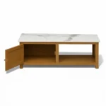 Madrid Center Table| Premium Sintered Stone Coffee Table for Living Room | Wooden Centre Table | Finish- Premium Acrylic Terracotta Brown - Image 2