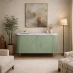 Mandala Sideboard Cabinet | Sintered Stone Top Sideboard for Living Room | Finish- Premium Acrylic Sage Green - Image 2