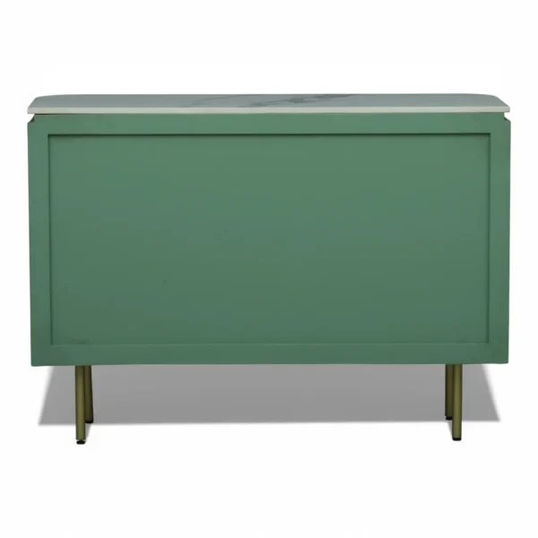 Mandala Sideboard Cabinet | Sintered Stone Top Sideboard for Living Room | Finish- Olive Green and Premium Acrylic Terracota Brown - Image 8