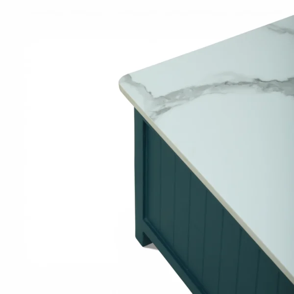 Madrid Center Table| Premium Sintered Stone Coffee Table for Living Room | Wooden Centre Table | Finish- Premium Acrylic Emerald Green - Image 6