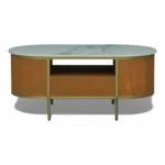 Monaco Centre Table | Premium Sintered Stone Center Top Table for Living Room | HDMR Coffee Table | Finish- Premium Acrylic Terracotta Brown