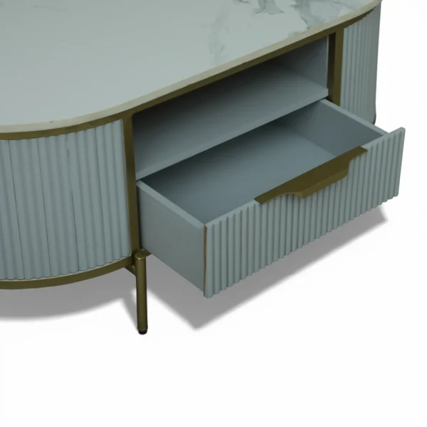 Monaco Coffee Table | Premium Sintered Stone Top Center Table for Living Room | HDMR Centre Table | Finish- Premium Acrylic Silver Grey - Image 7