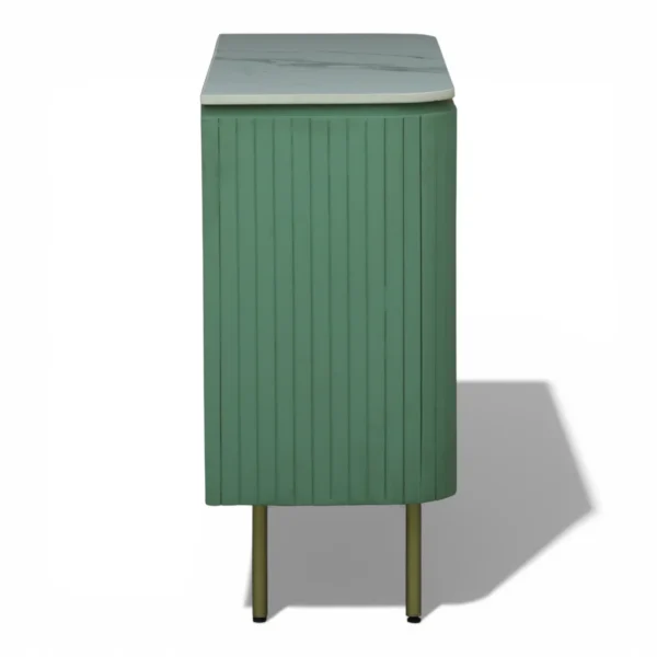 Mandala Sideboard Cabinet | Sintered Stone Top Sideboard for Living Room | Finish- Olive Green and Premium Acrylic Terracota Brown - Image 10