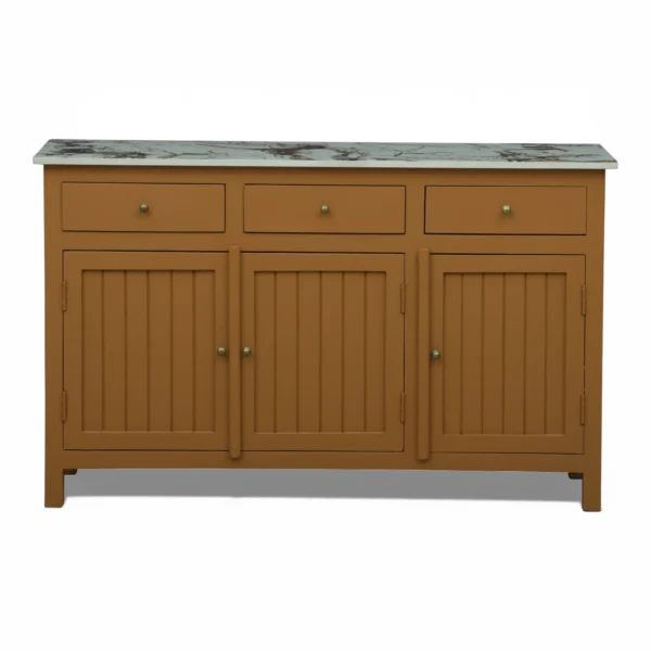 Madrid Sideboard Cabinet | Sintered Stone Top Sideboard for Living Room | Finish- Premium Acrylic Terracotta Brown - Image 1