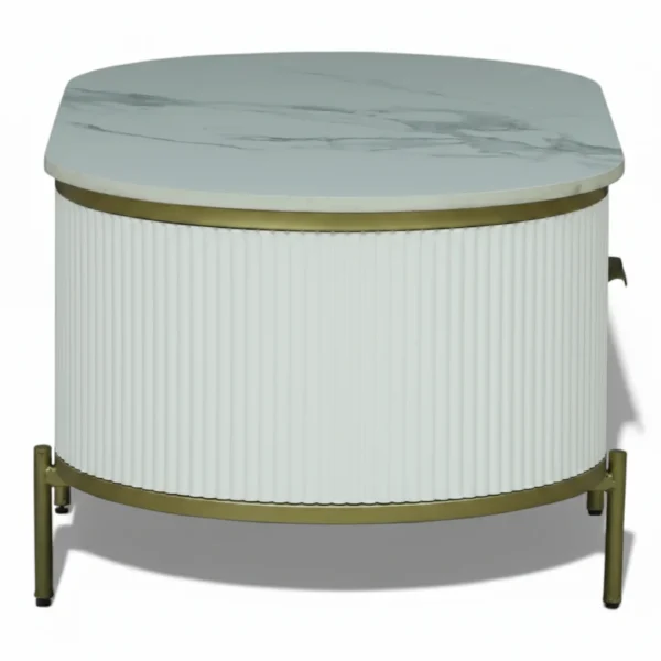 Monaco Coffee Table | Premium Sintered Stone Center Table for Living Room | HDMR Centre Table | Finish- Premium Acrylic White - Image 5