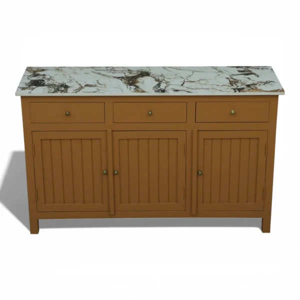 Madrid Sideboard Cabinet | Sintered Stone Top Sideboard for Living Room | Finish- Premium Acrylic Terracotta Brown - Image 5