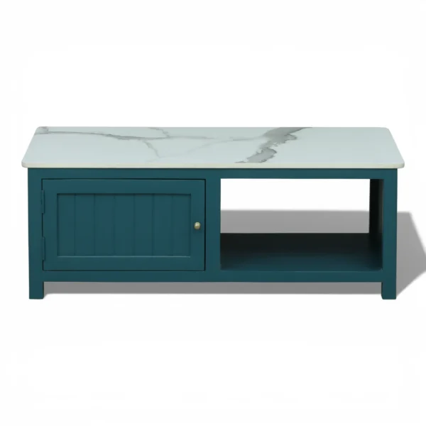 fis4zcapdcjbrcupycga Madrid Center Table| Premium Sintered Stone Coffee Table for Living Room | Wooden Centre Table | Finish- Premium Acrylic Emerald Green - Image 1