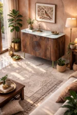 Mandala Sideboard Cabinet | Sintered Stone Top Sideboard for Living Room | Finish- Scratch Resistant Lacquered Tubaq - Image 3