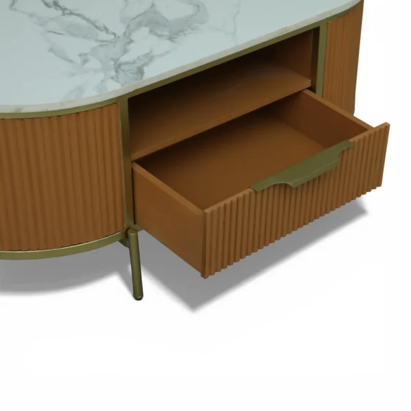 Monaco Centre Table | Premium Sintered Stone Center Top Table for Living Room | HDMR Coffee Table | Finish- Premium Acrylic Terracotta Brown - Image 9