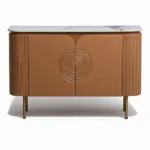 Mandala Sideboard Cabinet | Sintered Stone Top Sideboard for Living Room | Finish- Premium Acrylic Terracotta Brown