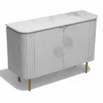 Mandala Sideboard Cabinet | Sintered Stone Top Sideboard for Living Room | Finish- Premium Acrylic Silver Grey - Image 6