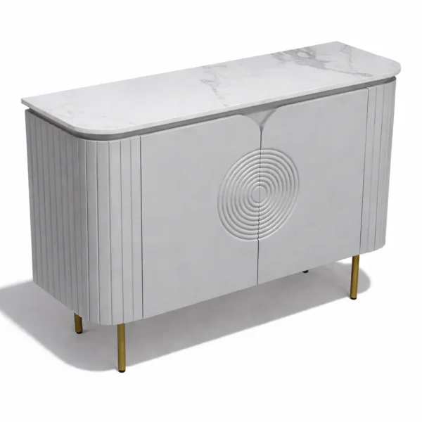 Mandala Sideboard Cabinet | Sintered Stone Top Sideboard for Living Room | Finish- Premium Acrylic Silver Grey - Image 6