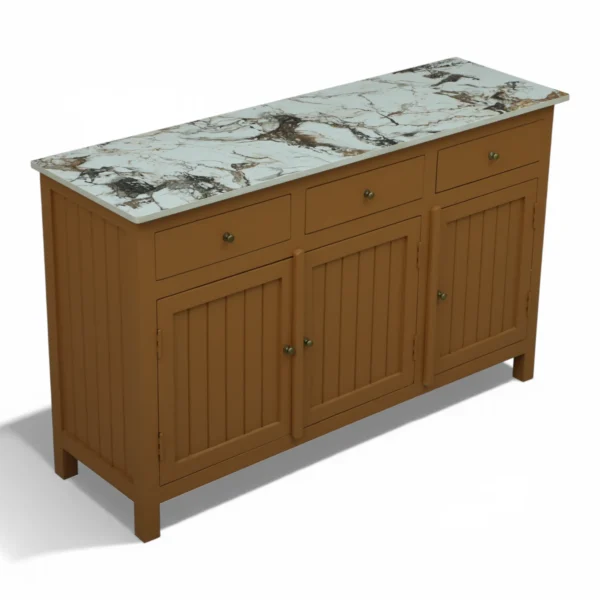 Madrid Sideboard Cabinet | Sintered Stone Top Sideboard for Living Room | Finish- Premium Acrylic Terracotta Brown - Image 6